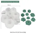Silicone mold with 10 succulent shapes for candle making, model ZW-340, translucent white - Combined Succulent Version ZW-340