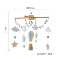 Baby mobile with wooden cross, hot air balloon, plush bear, and felt clouds for crib - Blue Felt Hot Air Balloon Mobile