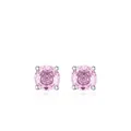 Classic round pink cut faux diamond stud earrings in S925 sterling silver four-prong setting - 6mm / Light Pink