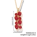 Golden necklace with red pear-cut zircon stones pendant including size dimensions - Gold - Dark Red Stone