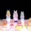 Anime style girl figurine set with 7 collectible fox-themed dolls on glowing bases - M101 Half-sugarism Set 6 / Full Set