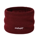 Winter dark red knit neck warmer with plush lining and white embroidery for wind protection - 23*14*2cm / Burgundy