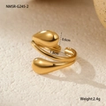 Detail view of 18k gold teardrop open ring showing precise 1.8cm inner diameter size - Triple Layer Ring (NMSR-G245-2)