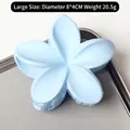 Light blue matte plumeria hair claw clip in 8cm large size for vacation styles - Aquamarine