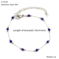 Detail view of titanium steel bracelet with blue glass beads and silver pearls - Silver Blue Beaded Style (S-H539)