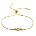 Bracelet chaîne serpent plaqué or 18 carats avec zircon rose et fermoir coulissant réglable - Or-Zircone Rose