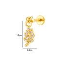 Leaf-shaped zircon micro-pave gold stud earring with 1.0cm x 0.4cm dimensions - Leaf (2635-10) / Gold