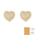 Elegant gold heart earrings with sparkling moissanite stones and GRA certificate card - E15555 Pave Heart Style (With GRA Certificate)