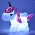 Cute white and pink unicorn night light with soft glowing vinyl texture on blue background - White Pegasus
