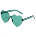 Fashionable green transparent jelly heart-shaped rimless sunglasses for women and men - Dark Green