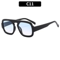 Retro thick black frame sunglasses with light blue lenses, model C11 for men and women - Black Frame Gradient Blue Lens