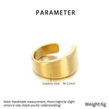 Vista dettagliata dei parametri del polsino per orecchio in acciaio dorato largo 11mm - US 6 / Oro