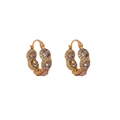 Orecchini a cerchio in oro rosa con pietre occhio di gatto e accenti di strass - Stile Cerchio Zirconia Grigio