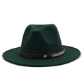 Cappello Fedora in feltro verde foresta con fascia in pelle nera e fibbia d'oro - M(56-58cm) / Verde Scuro