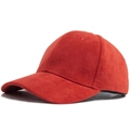 Classic red lamb wool baseball cap with warm fleece texture and solid color design - Adjustable / Orange Red
