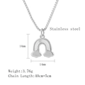 Rainbow and cloud pendant necklace in stainless steel with shell inlay and silver finish - Silver