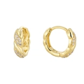 Gedrehte Gold-Creolen aus S925 Silber mit weißen Zirkonia und 14K Goldbeschichtung - S925 Silber 14K Gold Vergoldet / Gold Gedrehte Strass Hoop Ohrringe (SE0096)