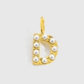 Golden letter D pendant with white pearls on stainless steel for DIY jewelry - Gold-D