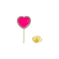 Spilla a lecca-lecca cuore rosa con strass e chiusura a farfalla dorata - Stile Lecca-lecca Cuore Rosa (CZ1095-1)