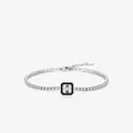 S925 Sterling Silber Tennisarmband mit schwarzem Emaille und funkelnden Diamanten - 925er Silber / 925 Sterlingsilber
