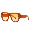 Retro oversized orange butterfly sunglasses with wide temples and rivet detailing - Tea Frame/Amber Lens