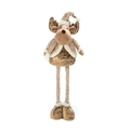 Kerst rendier pop met uitschuifbare poten, gouden pailletten en gestreepte sjaal decor - Champagne Goud Puntmuts Rendier