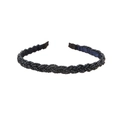 Classic black beaded headband with twist knit design and glossy finish on white background - 124 Beaded-Navy Blue