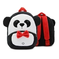 Cute panda plush backpack for children with red shoulder straps and bowtie - Panda