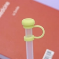 Yellow silicone 10mm straw cover cap with circular handle loop for drinking straws - 10mm Straw Cap (Without Straw) / Yellow Mushroom