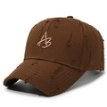 Casquette de baseball marron foncé délavée avec broderie AB et détails usés mode - café