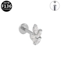 Silver G23 titanium labret stud with five marquise-cut zircons in leaf design - Leaf / Silver