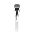Flacher Foundation-Pinsel mit silberner Metallzwinge und elegantem weißem Griff - Flacher Griff Pressrohr Runder Kopf - Silber