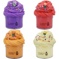 Set di slime al burro in quattro colori con ciondoli a girasole in viola, rosso e giallo - Set da 4 Serie 3 (Viola Rosso Arancione Giallo Crema)