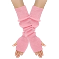 Rosa gestrickte lange fingerlose Handschuhe mit elastischer Textur und Armstulpen-Stil - Rosa