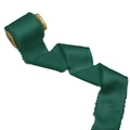 Deep green frayed edge satin ribbon wrapped on a rustic wooden spool for floral decor - 4CM X5 Yards (Without Wood Spool) / Dark Green