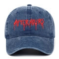 Casquette baseball en coton bleu délavé avec broderie After Hours rouge style liquide - Taille unique / Bleu marine