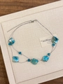 Detail of multi-layered necklace with blue irregular resin stones and crystal beads - Blue Style Z-1303