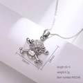 Silver skull pendant necklace with sparkling rhinestones and 50cm chain link - Steel Color (N0154S)