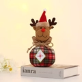 Weihnachts-Rentier-Geschenkbeutel mit rotem Karomuster und weichem Plüschhut - Karierte Apfeltasche [Rentier]