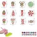 Size chart for 12 Christmas DIY diamond stickers including candy and tree patterns - ZSB-1 (Christmas Candy Series)