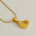 Collier en acier inoxydable doré avec pendentif cœur, lettre R et pierre de zircon - Lettre R
