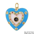 Blue enamel evil eye heart pendant with multi-color zircon stones and gold plating - Evil Eye Heart Pendant-Blue-26