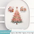 Pink Christmas tree and Santa toilet sticker, removable festive decal, 28x27.5cm size - Pink Christmas 04