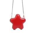 Fashionable red star-shaped PU leather crossbody bag with silver metal chain - Red