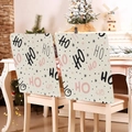 Pink Christmas chair covers with HO HO HO text print for festive dining table decor - Pink HO HO HO (YT02-15)