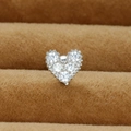 Elegant heart zircon stud earring with silver metal base and vintage beaded edge detail - Silver (Beaded Heart Style Y20412-16)