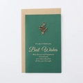 Deep green vintage card with bronze rabbit charm and kraft envelope for birthdays - Rabbit