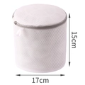 Cylindrical mesh laundry bag for bras, 15x17cm white mesh with grey zipper and handle - Nordic Gray Cylinder