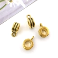 Golden alloy bead bails for DIY necklaces and bracelets featuring textured ring connectors - 14336-Gold Ring Textured