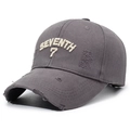 Vintage dark grey baseball cap with 3D embroidery and distressed ripped details - Gray